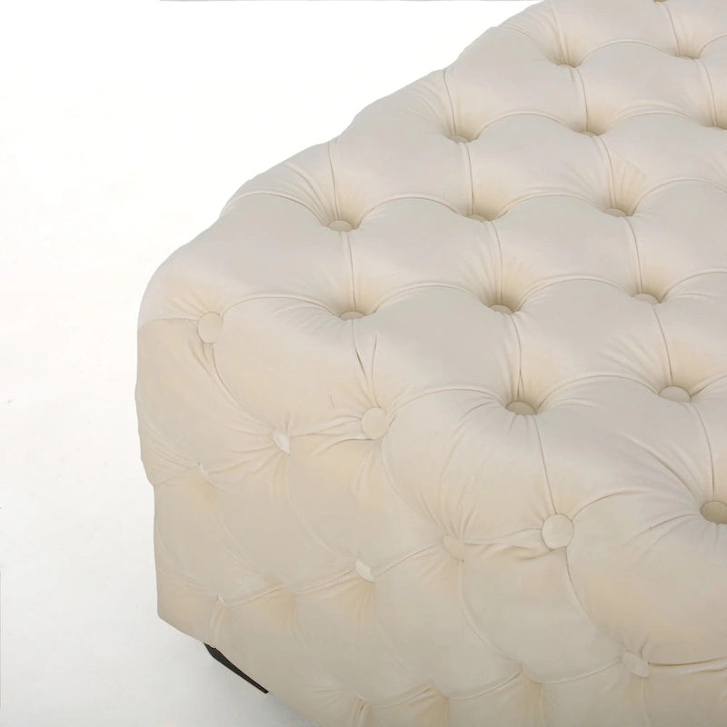 Jaymee Ottoman en Velours Capitonnage Moderne et Glamour