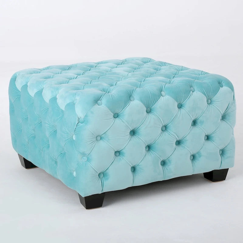 Jaymee Ottoman en Velours Capitonnage Moderne et Glamour