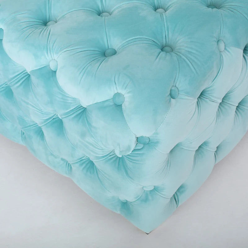 Jaymee Ottoman en Velours Capitonnage Moderne et Glamour