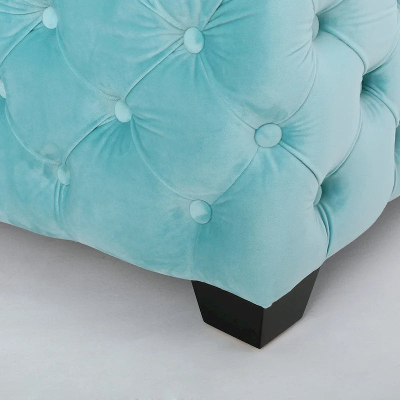 Jaymee Ottoman en Velours Capitonnage Moderne et Glamour
