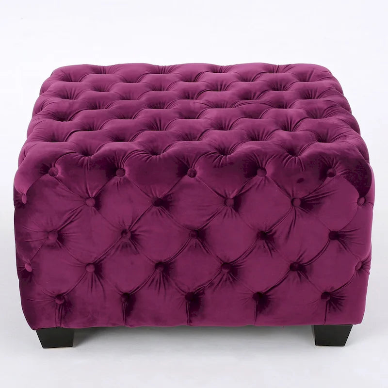 Jaymee Ottoman en Velours Capitonnage Moderne et Glamour
