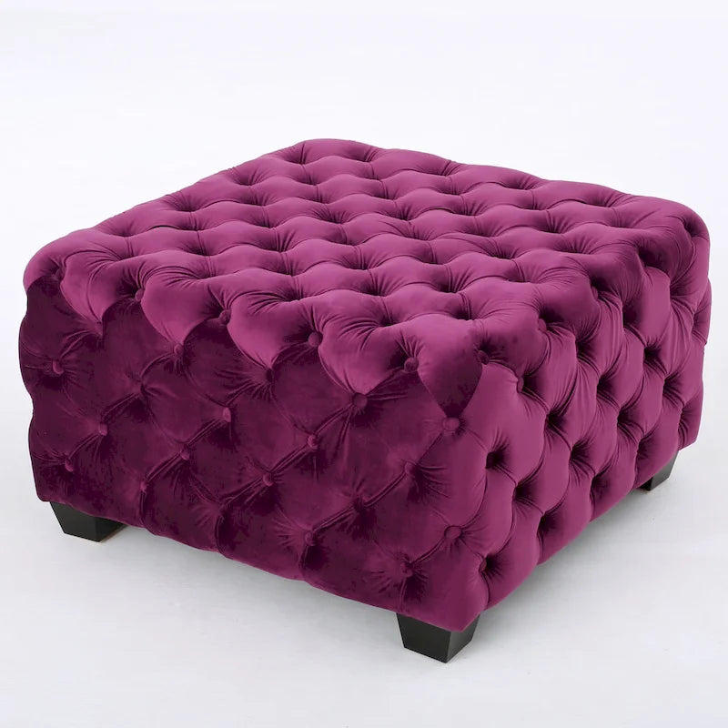 Jaymee Ottoman en Velours Capitonnage Moderne et Glamour