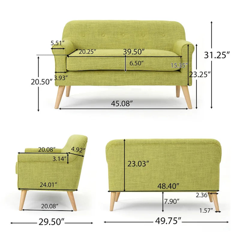 Causeuse en tissu Mariah Mid-Century
