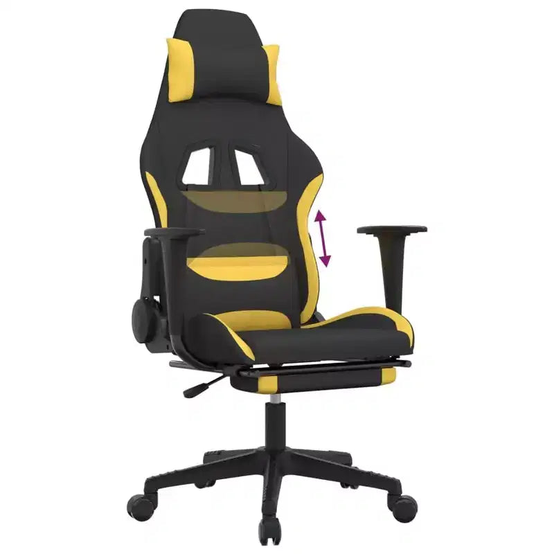 vidaXL Chaise de jeu avec repose-pieds, noir et jaune, tissu