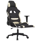 vidaXL Chaise de massage gaming avec repose-pieds, noir et crème, tissu
