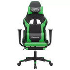 vidaXL Fauteuil de jeu de massage avec repose-pieds, noir et vert, similicuir