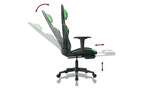 vidaXL Fauteuil de jeu de massage avec repose-pieds, noir et vert, similicuir