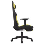 vidaXL Chaise de jeu massante avec repose-pieds, noir et vert clair, tissu