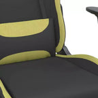 vidaXL Chaise de jeu massante avec repose-pieds, noir et vert clair, tissu