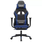 vidaXL Chaise de jeu avec repose-pieds, noir et bleu, similicuir