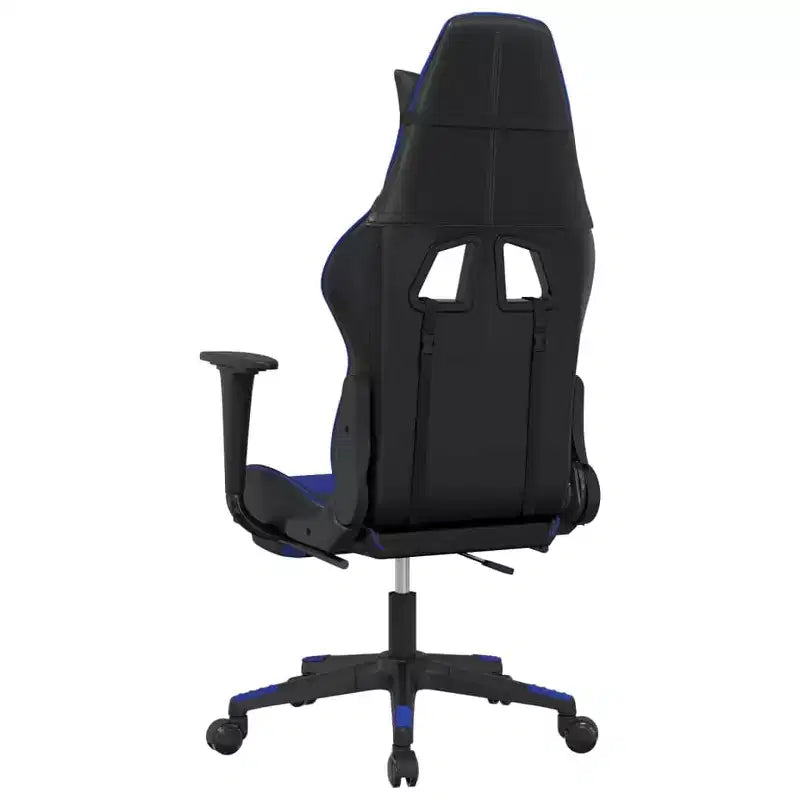 vidaXL Chaise de jeu avec repose-pieds, noir et bleu, similicuir