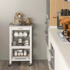 Costway Desserte de cuisine compacte à roulettes avec plateau en acier inoxydable, panier, Noir/Gris/Blanc