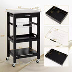 Costway Desserte de cuisine compacte à roulettes avec plateau en acier inoxydable, panier, Noir/Gris/Blanc