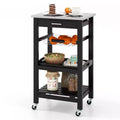 Costway Compact Kitchen Island Cart Rolling Service Trolley with Stainless Steel Top Basket Black/Grey/White