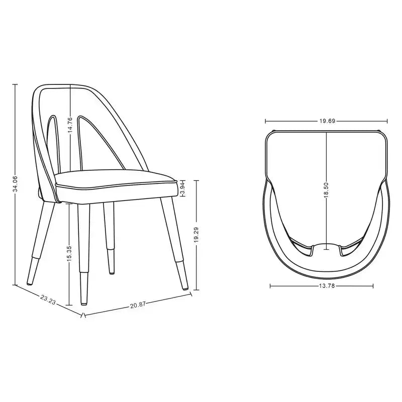 Chaise de salle à manger Neda en velours moderne - Manhattan Comfort