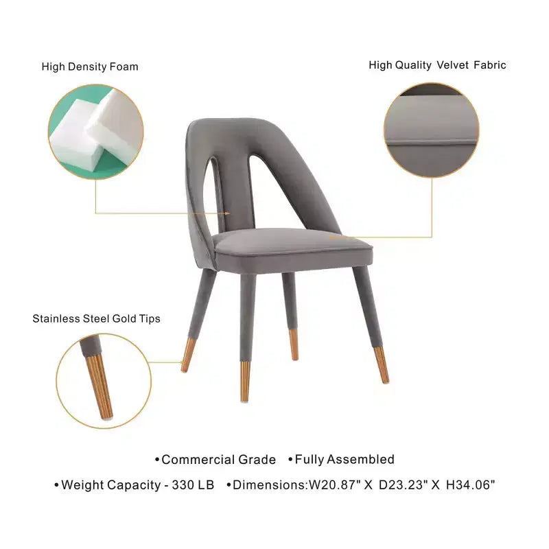 Chaise de salle à manger Neda en velours moderne - Manhattan Comfort