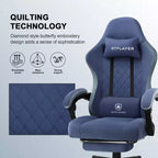 Chaise de jeu GTPLAYER, chaise de bureau en tissu avec accoudoirs liés, chaise d'ordinateur ergonomique