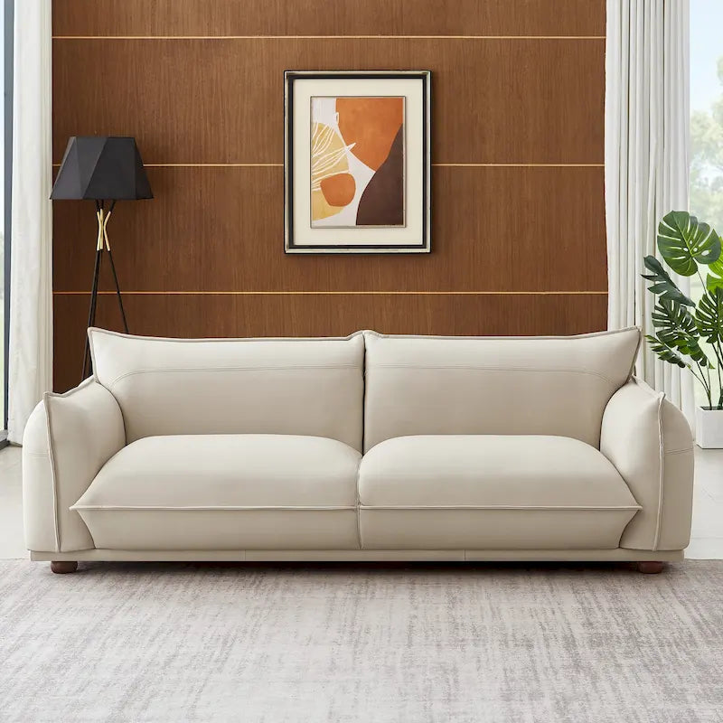 Canapé de luxe moderne Manar Mid-Century en cuir véritable