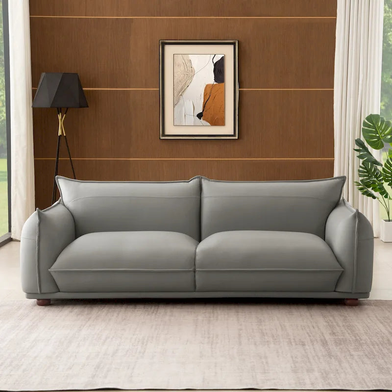 Canapé de luxe moderne Manar Mid-Century en cuir véritable