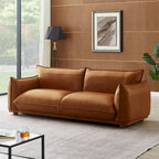 Canapé de luxe moderne Manar Mid-Century en cuir véritable