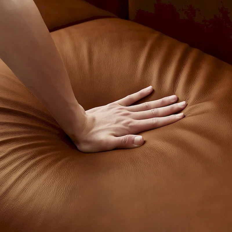 Canapé de luxe moderne Manar Mid-Century en cuir véritable