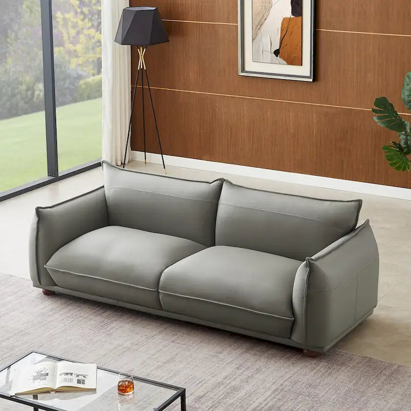 Canapé de luxe moderne Manar Mid-Century en cuir véritable