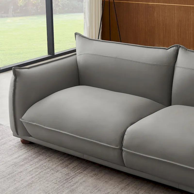 Canapé de luxe moderne Manar Mid-Century en cuir véritable