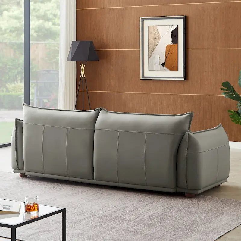 Canapé de luxe moderne Manar Mid-Century en cuir véritable