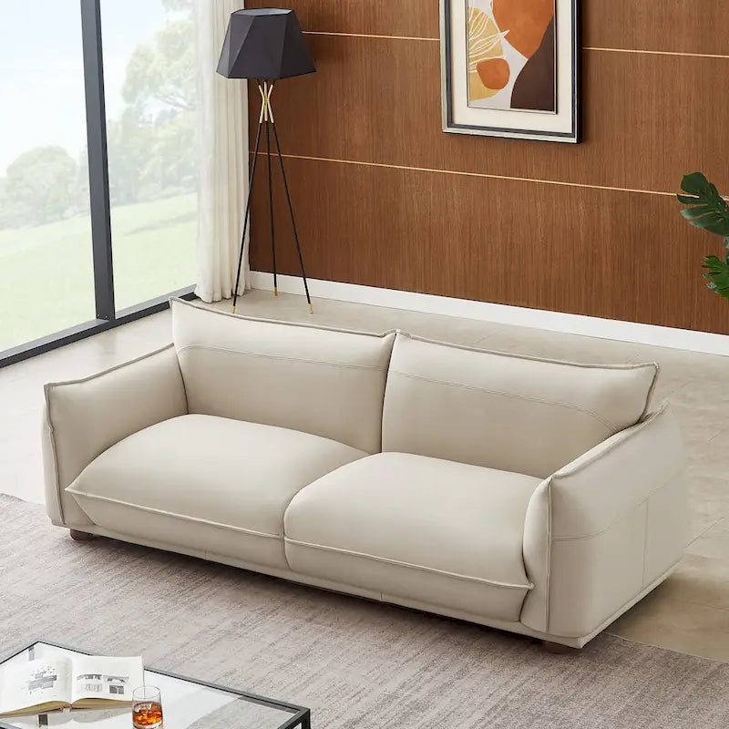 Canapé de luxe moderne Manar Mid-Century en cuir véritable