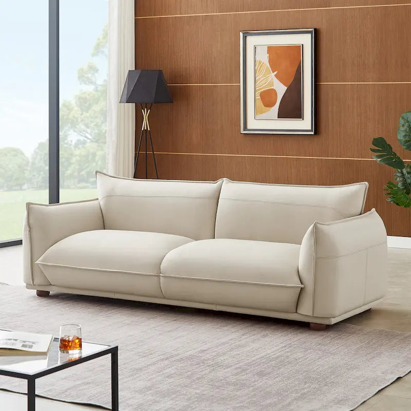 Canapé de luxe moderne Manar Mid-Century en cuir véritable