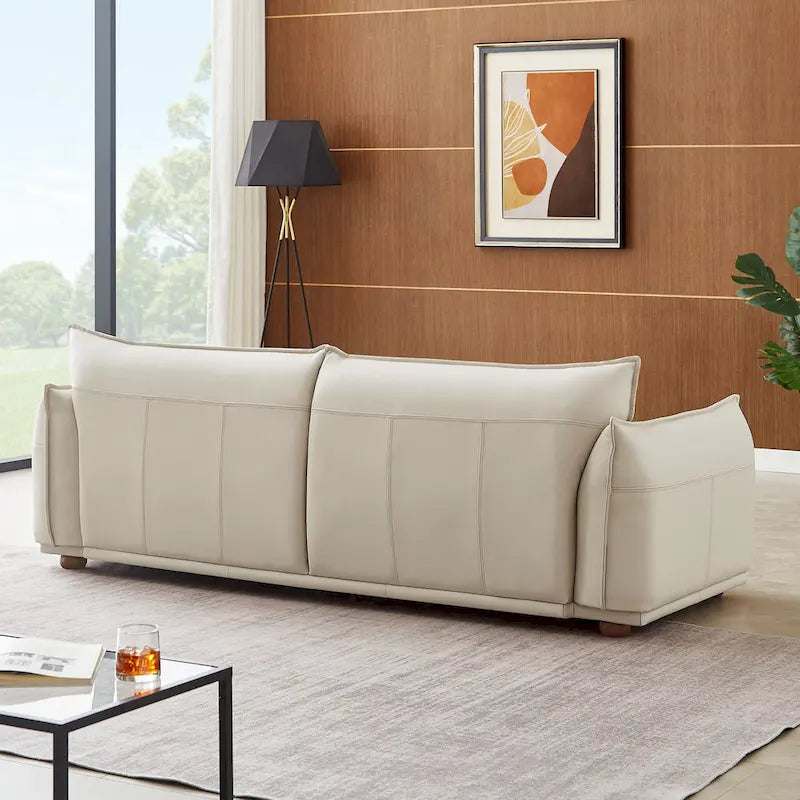 Canapé de luxe moderne Manar Mid-Century en cuir véritable