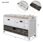 Banc à chaussures entièrement assemblé avec coussin amovible