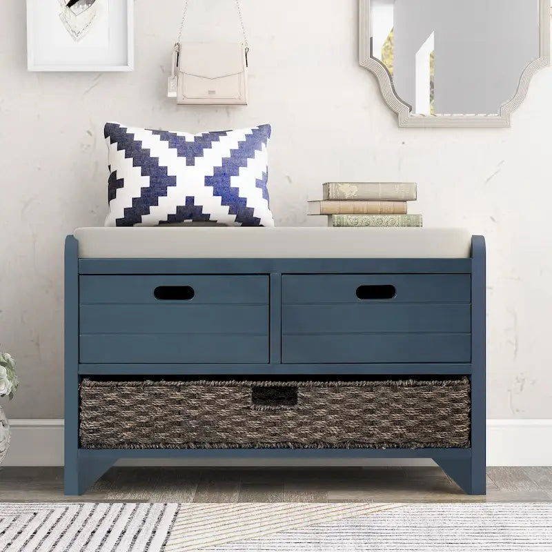 Banc à chaussures entièrement assemblé avec coussin amovible