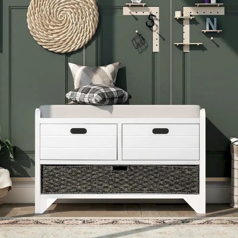 Banc à chaussures entièrement assemblé avec coussin amovible