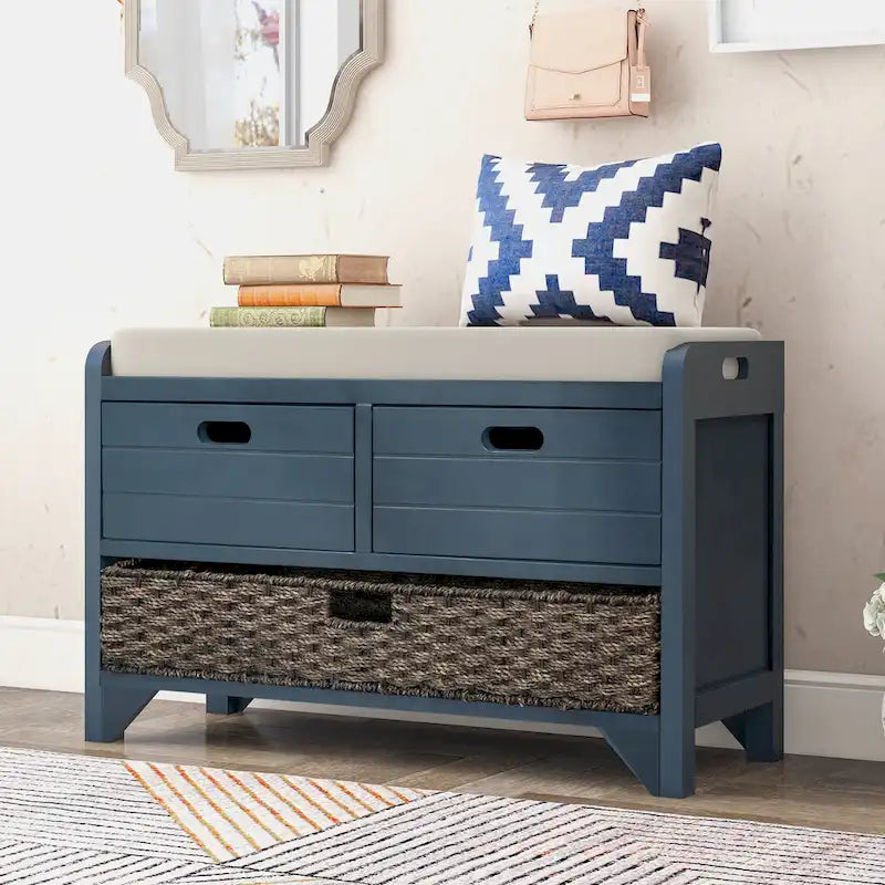 Banc à chaussures entièrement assemblé avec coussin amovible