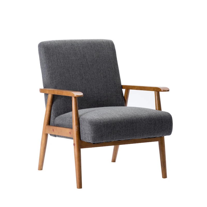 Fauteuil d'appoint en tissu Gelso avec pieds en hévéa