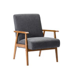 Fauteuil d'appoint en tissu Gelso avec pieds en hévéa