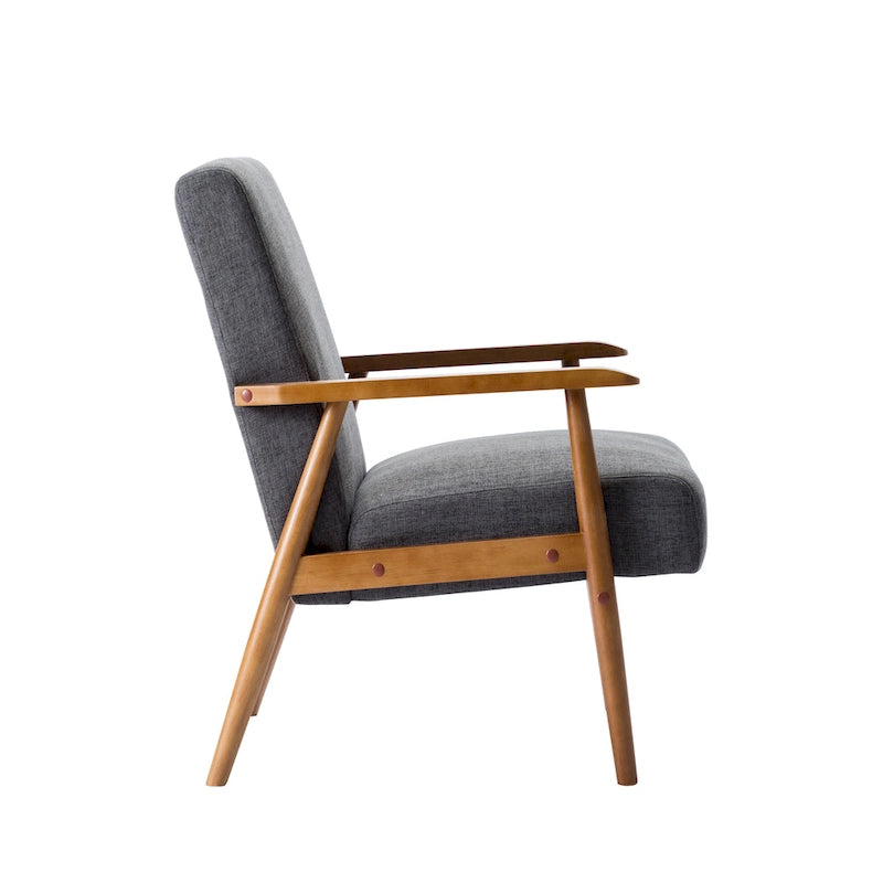 Fauteuil d'appoint en tissu Gelso avec pieds en hévéa