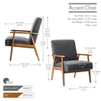 Fauteuil d'appoint en tissu Gelso avec pieds en hévéa