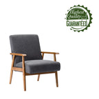 Fauteuil d'appoint en tissu Gelso avec pieds en hévéa