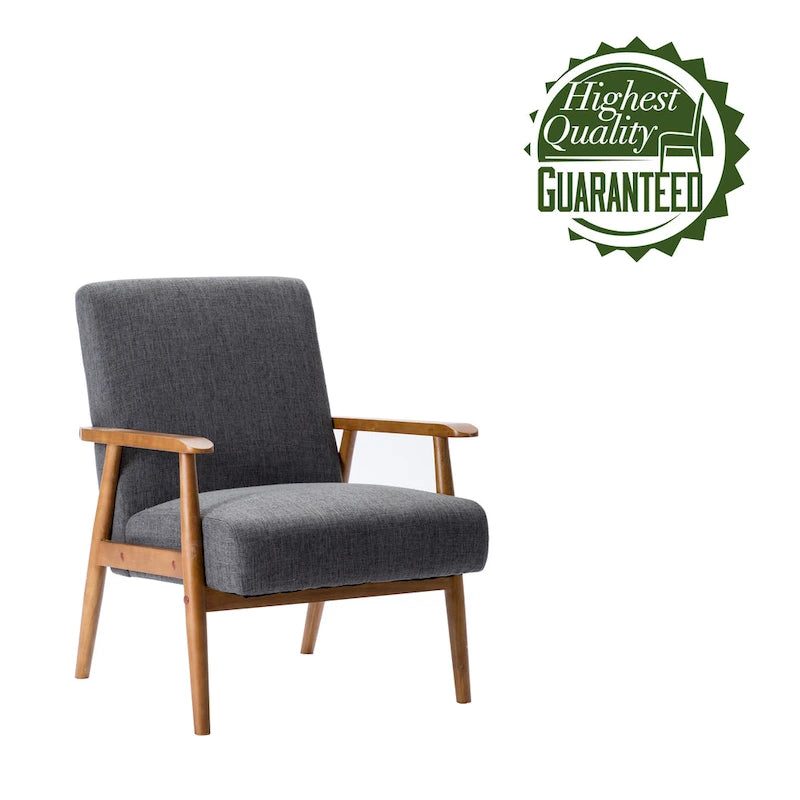 Fauteuil d'appoint en tissu Gelso avec pieds en hévéa