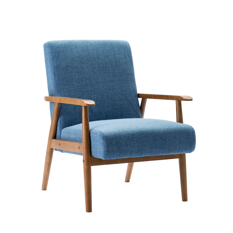 Fauteuil d'appoint en tissu Gelso avec pieds en hévéa