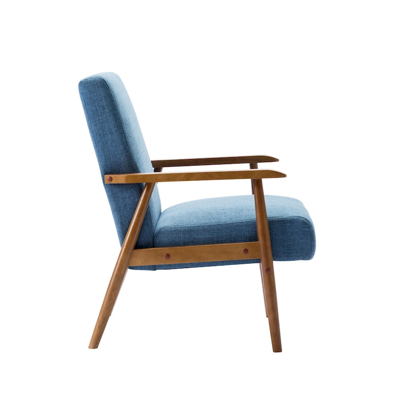 Fauteuil d'appoint en tissu Gelso avec pieds en hévéa