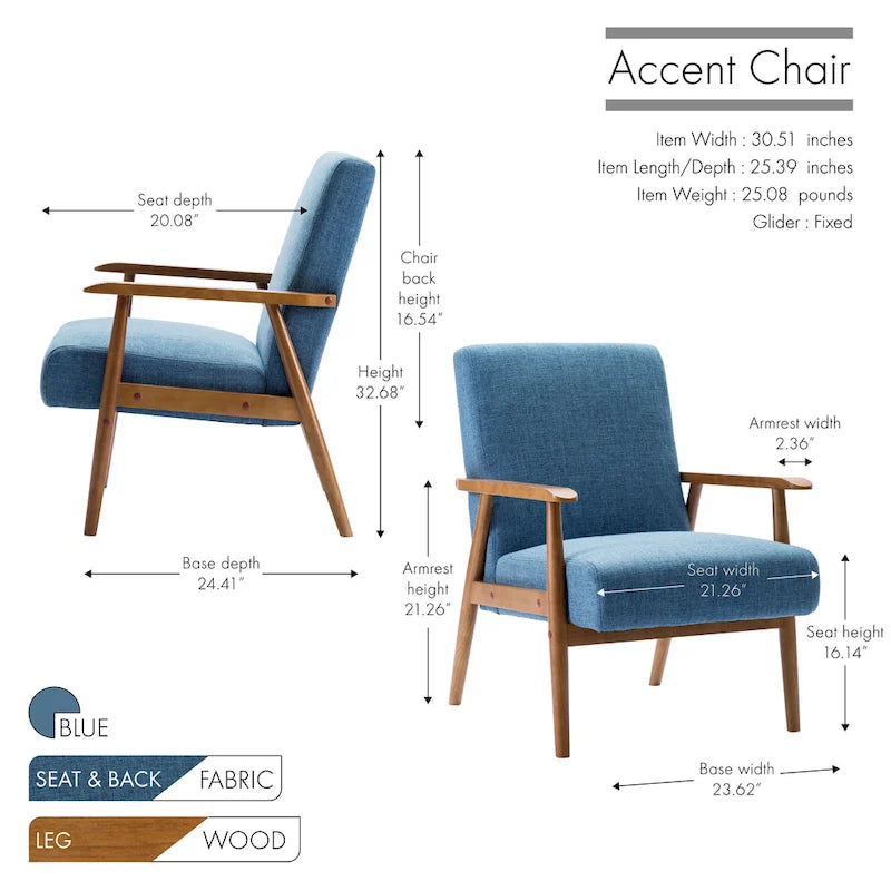 Fauteuil d'appoint en tissu Gelso avec pieds en hévéa