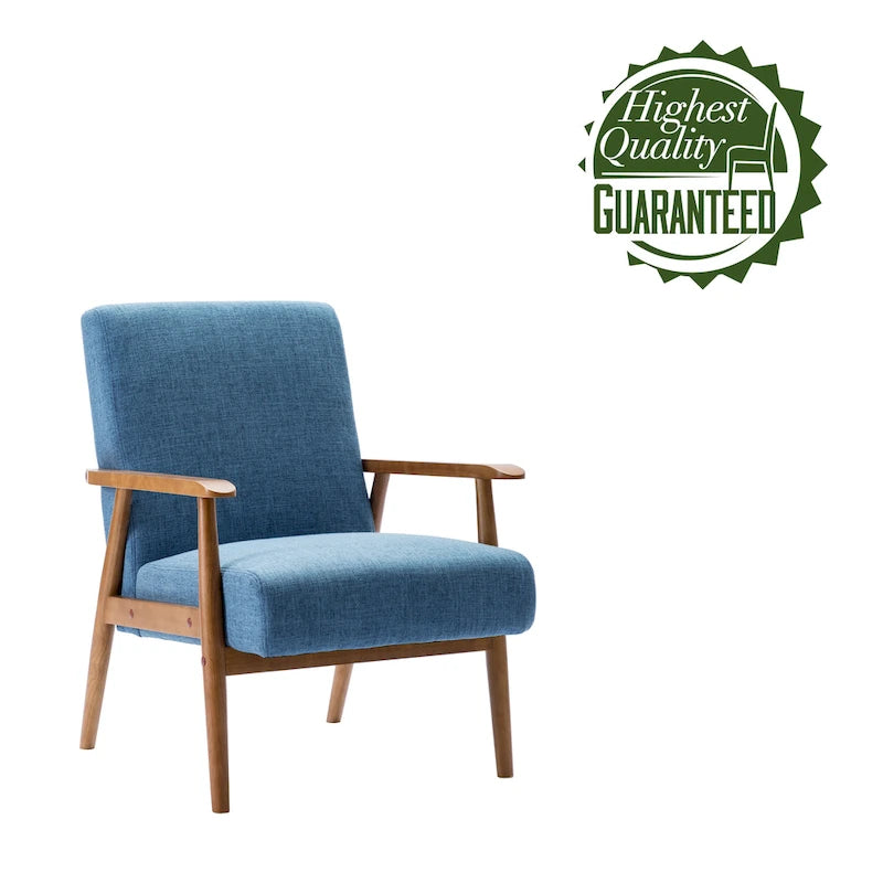 Fauteuil d'appoint en tissu Gelso avec pieds en hévéa