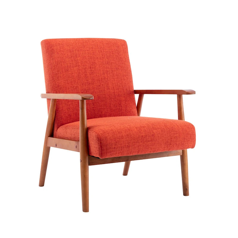 Fauteuil d'appoint en tissu Gelso avec pieds en hévéa