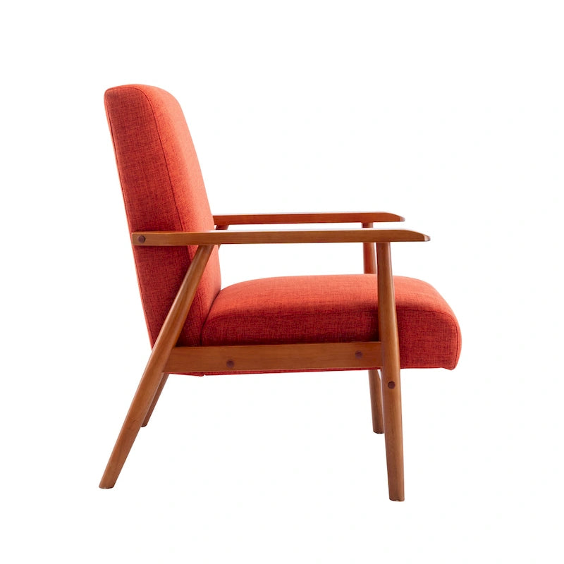 Fauteuil d'appoint en tissu Gelso avec pieds en hévéa