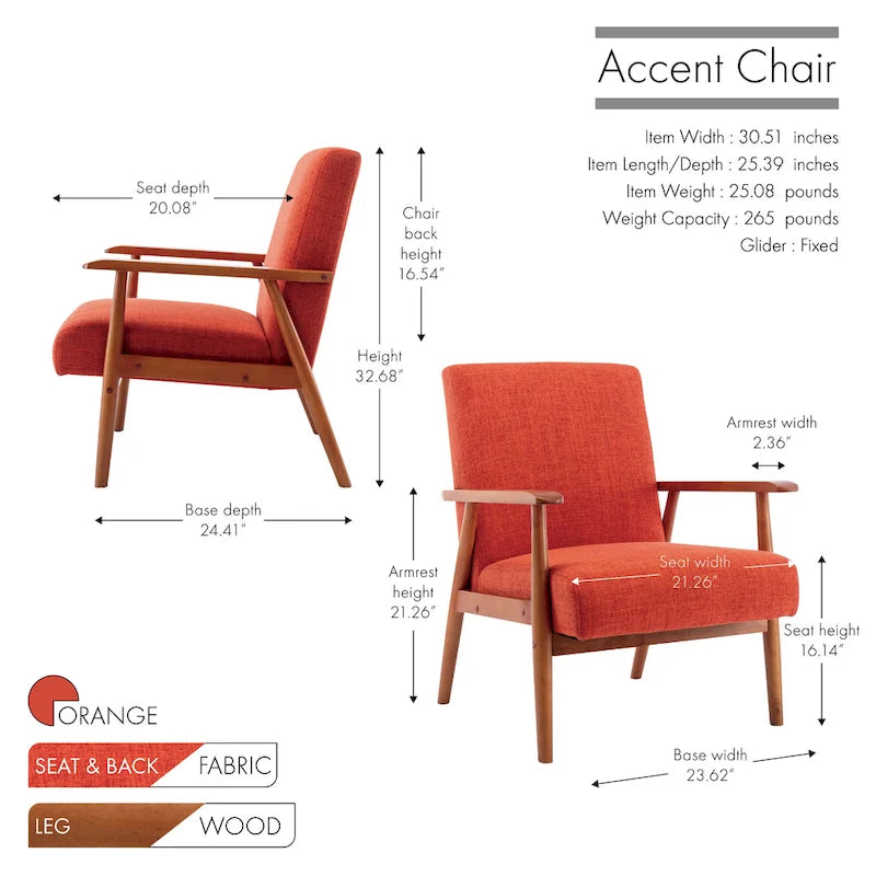 Fauteuil d'appoint en tissu Gelso avec pieds en hévéa