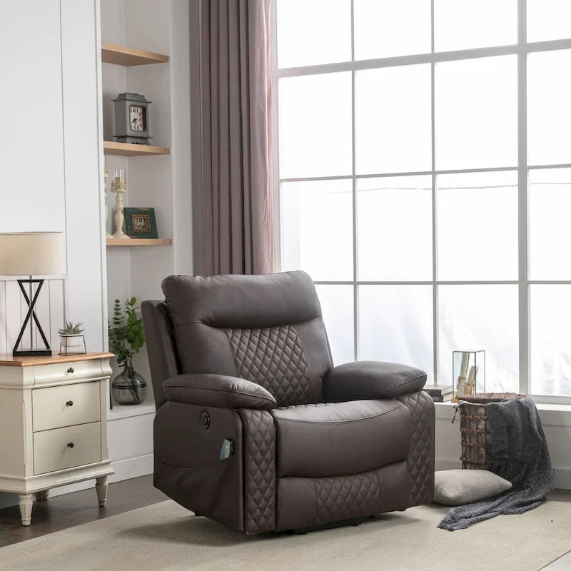 Fauteuil inclinable électrique chauffant de massage en cuir moderne pour personnes âgées