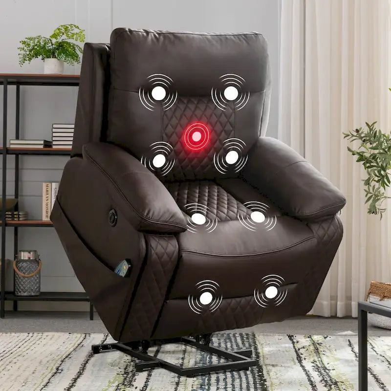 Fauteuil inclinable électrique chauffant de massage en cuir moderne pour personnes âgées